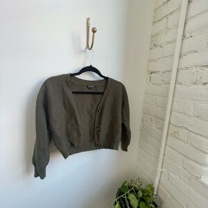 Cozy Cropped Olive Green Button-Up Cardigan